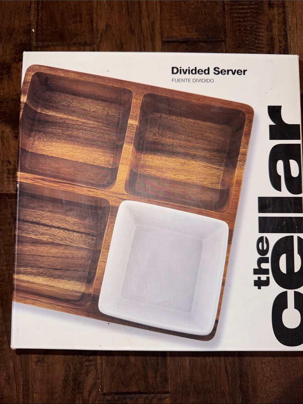 The Cellar Divided Serving Tray with White Ceramic Insert